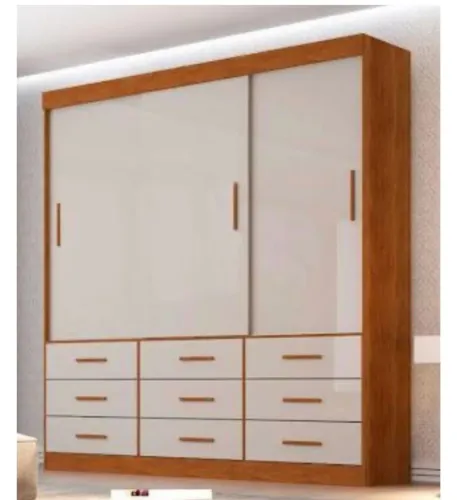 Guarda-Roupa Moderno com Portas Deslizantes e Gavetas