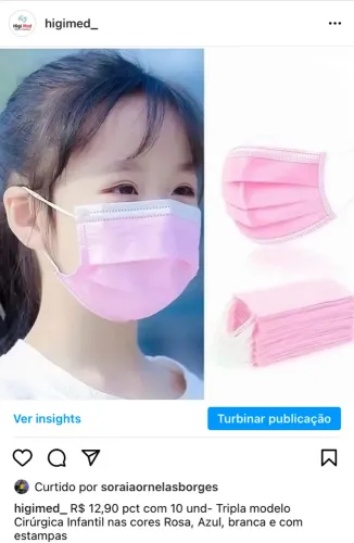 Máscara Cirúrgica Infantil Rosa, Azul e Branca