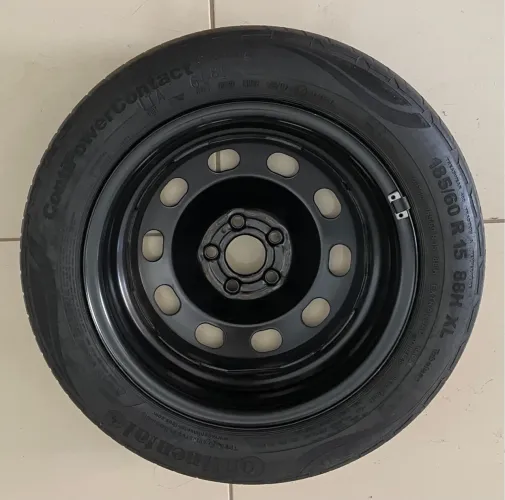 Pneus 185/60/R15 Step Estepe PowerContact Continental com Roda de Ferro de 15 Aço 5x100