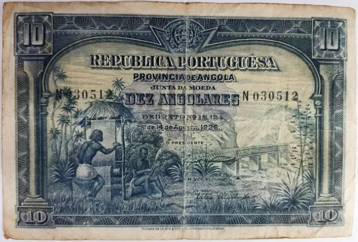  Cédula 10 Angolares-república portuguêsa-Província de Angola