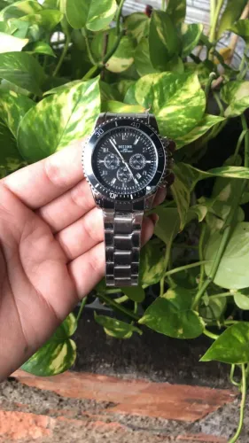 Relógio Masculino Pulseira de Aço Inoxidável Relógio de Quartzo com Mostrador Redondo