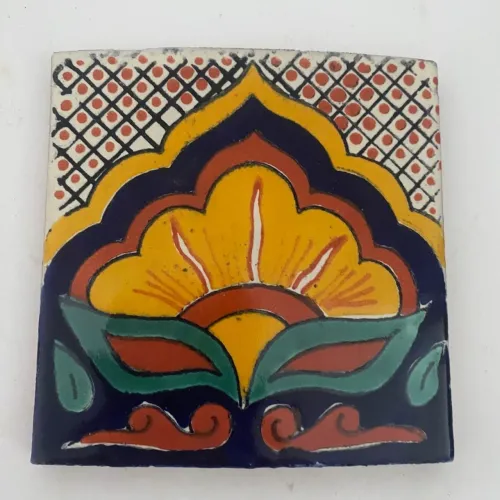 Kit com 8 azulejos de cerâmica talavera pintados à mão 10 cm x 10 cm