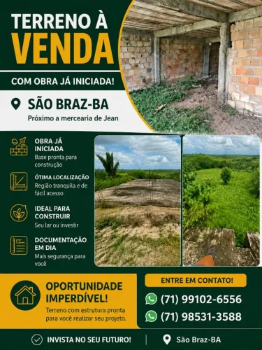 TERRENO Á VENDA com obra já iniciada
