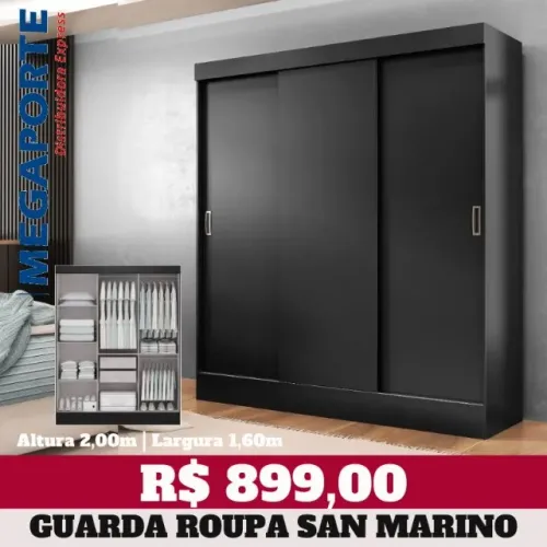 Guarda Roupa Casal 3 Portas de Correr 2 Gavetas (Novo) Entrega Grátis!