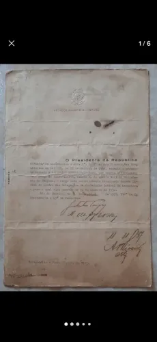 Documento Original de 1937 com Assinatura do Presidente Getúlio Vargas Raro