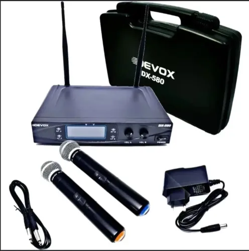Microfone Sem Fio Duplo Devox DX-580 + Maleta Original | Perfeito Estado