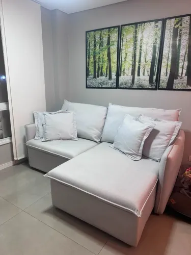 Sofá Retrátil 2 Lugares em Linho - 2,10 m - Bem Conservado