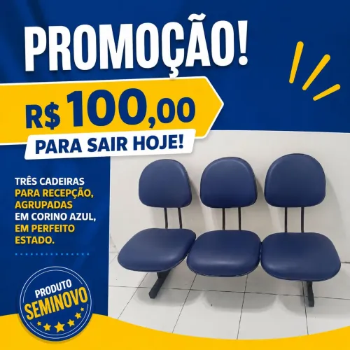 Cadeiras para recepção três agrupadas