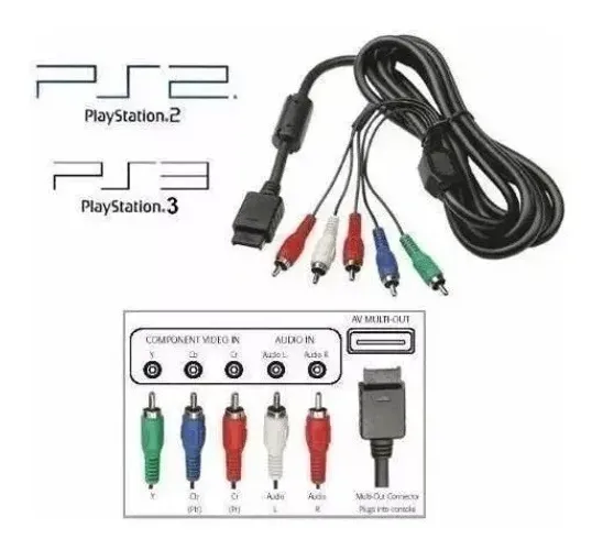 Cabo Video Componente Ps2 Ps3 Alta Definição Melhor Imagem