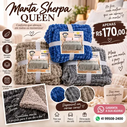 Manta sherpa tamanho Queen