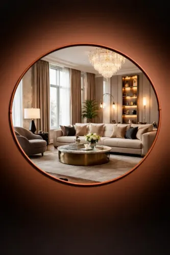 Espelho com moldura aveludada