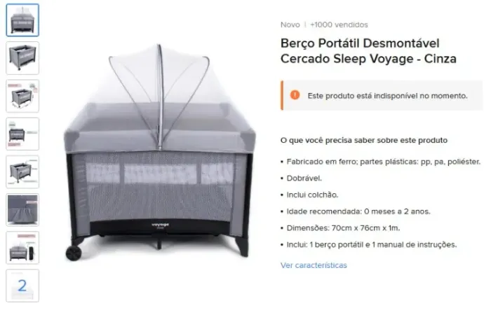 Berço Portátil Desmontável - Chiqueirinho
