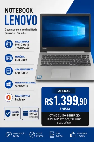 Notebook Lenovo i5 7ª geração