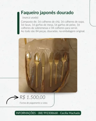 Faqueiro japones dourado antigo