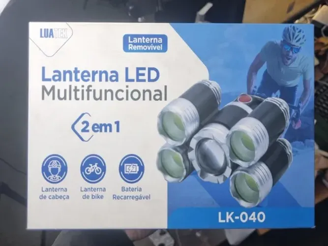 lanterna multifuncional 2 em 1 luatek lk-040 (Farol, bike e lanterna de cabeça)