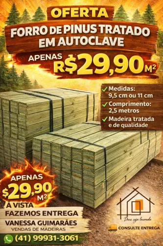 Forro de pinus tratado 2,5mt 