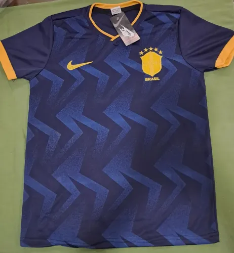 Camisa Brasil Azul Marinho Dourada 