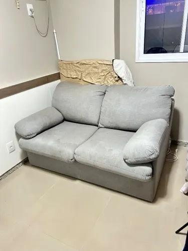 Sofá cama em linho