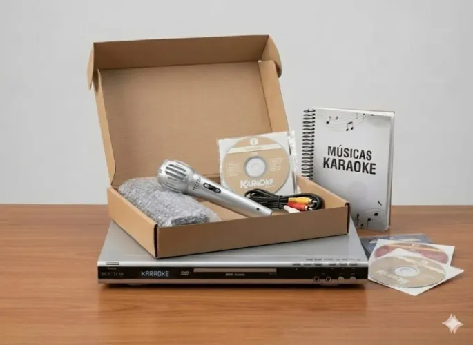 Vendo um Karaokê com dois microfone ? nunca foram usados mas o DVD