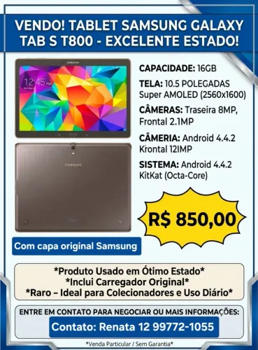 Vendo Tablet Samsung S T800 10"
