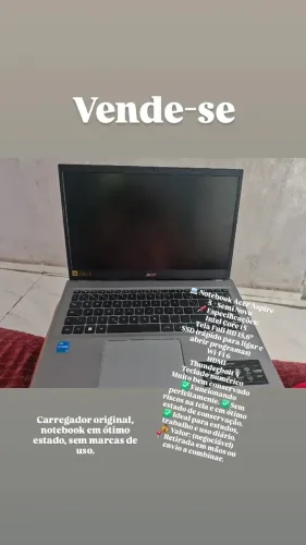 Notebook acer aspire 5 semi novo, sem danos, sem marcas de uso, carregador original.