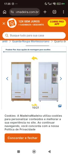Guarda roupa bebê Novo