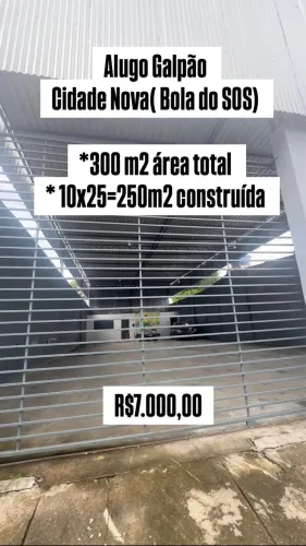 Alugo Galpão na Cidade Nova / 300 m2 / R$7.000