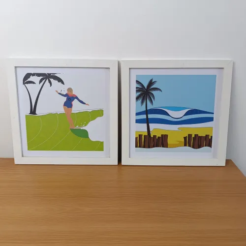 Par de quadros decorativos de surf