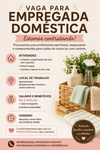 Vaga pra empregada doméstica
