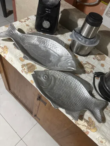 Forma de alumínio batido em formato de peixe - 2 peças