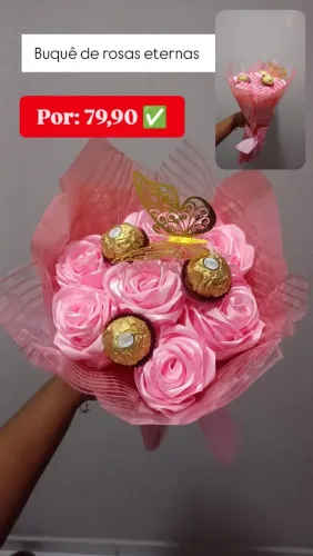 Buquê rosas eternas com ferreiro Rocher 