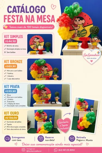 Festa na mesa e pegue e monte e decoração completa 