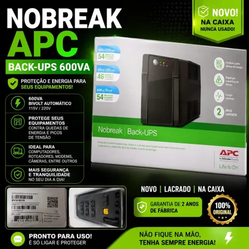 NOBREAK APC BACK-UPS 600VA - NOVO NA CAIXA