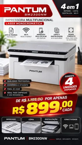 IMPRESSORA PANTUM BM2300NW ? MULTIFUNCIONAL LASER