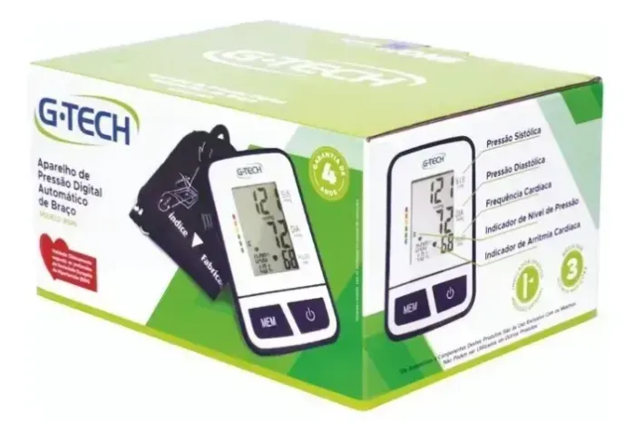 Aparelho de medir pressão digital de braço G-tech BSP11 cor branco com preto