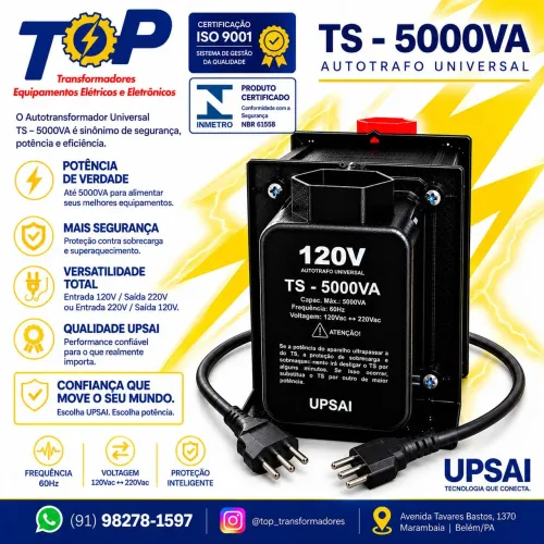 Transformador 5.000va UPSAI 1 Ano de Garantia