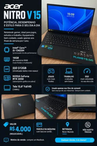Acer V15 notebook gamer