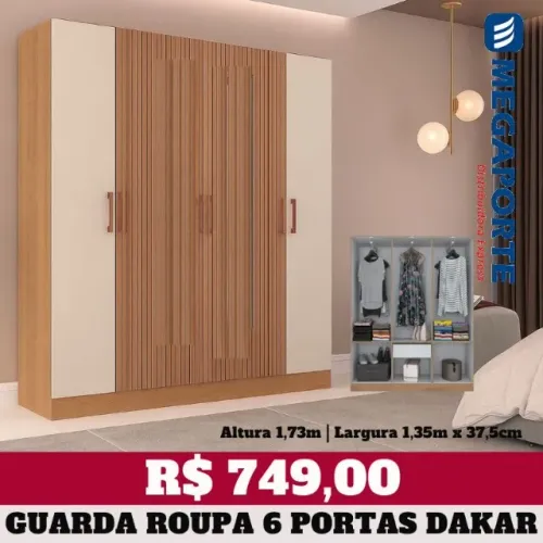 Mega! Guarda Roupa 6 Portas (Novo) Entrega e Montagem Grátis!