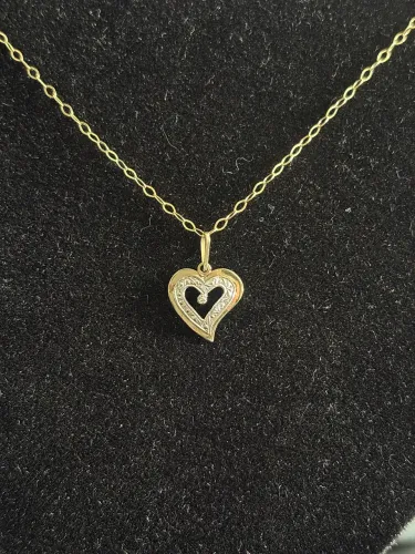 Colar Ouro18k pingente coração