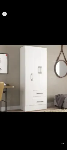 Guarda roupa de solteiro branco 3 portas,duas gavetas 