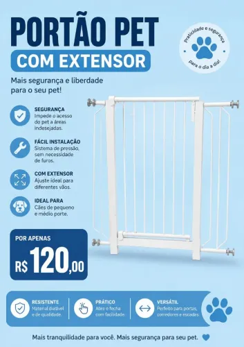 Portão para Pet com extensor por 120