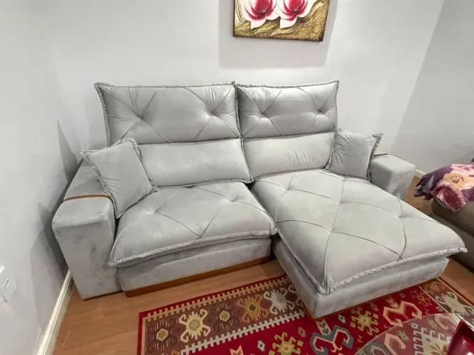 Sofá 4 Lugares Gran Belo Reclinável Em Chenille - 2 M. (6 meses de uso)