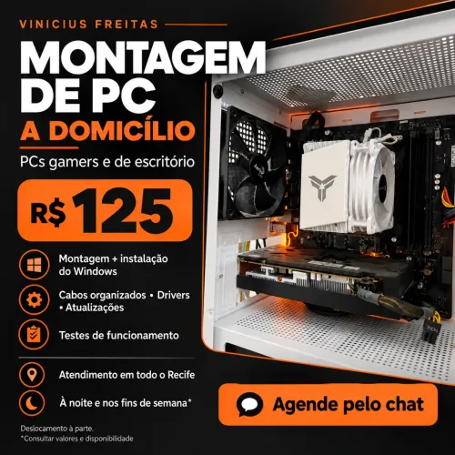 Montagem de PC a domicílio + instalação do Windows | Recife