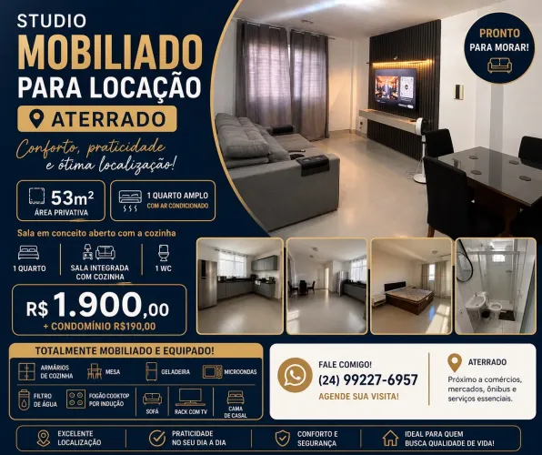 Alugo studio no Aterrado ( mobiliado)
