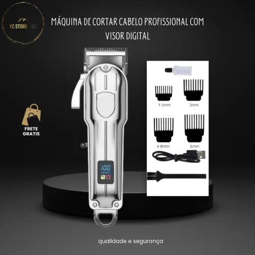 Máquina de Cortar Cabelo Profissional Sem Fio com Visor Digital | Recarregável