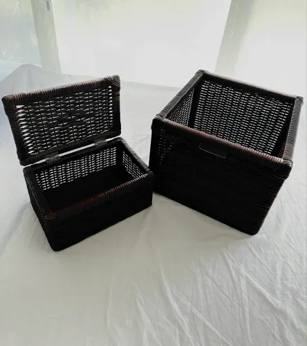 Kit  organizador em junco de fibra sintética 39 x 36 x 27cm  e 30x20x17