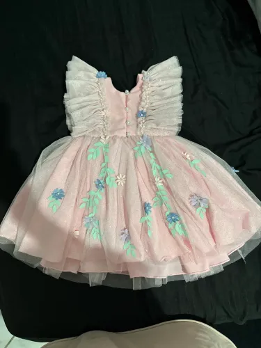 Vestido infantil rosa com borboletas - Nunca usado 