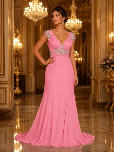 Vestido de festa longo rosa praticamente novo