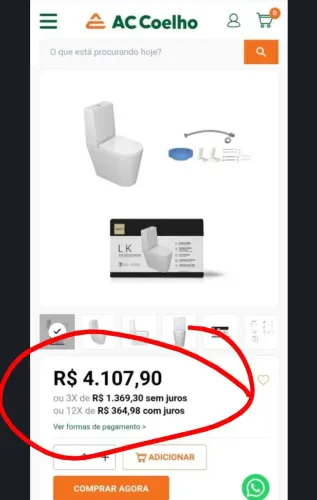 Vaso acoplado Deca 1.500 $. No precinho