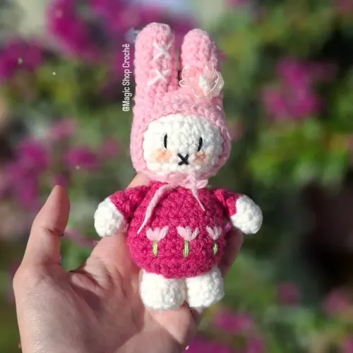 Miffy rosa pelúcia crochê 